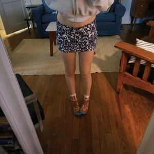 2000s blue leopard print mini skirt/strapless